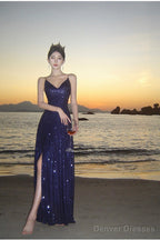 Sexy Sheath Spaghetti Straps Blue Sequin Beach Dress WomenS Vacation Dresses Prom Dress