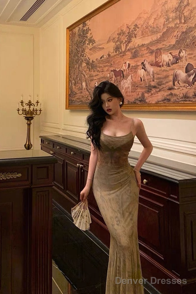 Sexy Sheath Spaghetti Straps Floral Long Prom Dresses Birthday Outfits Evening Gown Secondary image