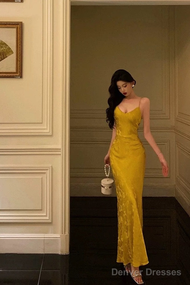 Sexy Sheath Spaghetti Straps Gold Prom Dresses Birthday Outfits Evening Gown Main image