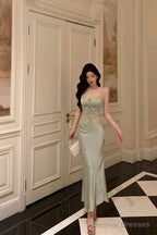 Sexy Sheath Spaghetti Straps Green Prom Dresses Birthday Outfits Evening Gown