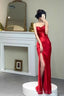 Sexy Sheath Spaghetti Straps Maxi Long Party Red Prom Dresses Evening Dress