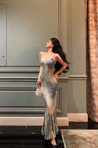 Sexy Sheath Spaghetti Straps Oil Painting Long Prom Dresses Birthday Outfits
