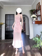 Sexy Sheath Spaghetti Straps Pink Sequin Evening Dress Prom Dresses Birthday Outfits