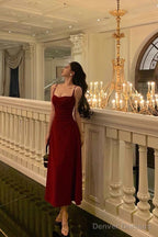 Sexy Sheath Spaghetti Straps Red Knee Length Prom Dresses Birthday Outfits