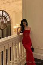 Sexy Sheath Spaghetti Straps Sleeveless Red Date Night Dress Prom Dresses Birthday Outfits