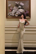 Sexy Sheath Spaghetti Straps White Long Prom Dresses Birthday Outfits