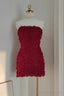 Sexy Sheath Strapless Burgundy Tulle Travel Vacation Dresses Short Birthday Dress