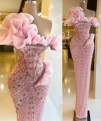 Sexy Sheath Strapless Pink Long Prom Dress Evening Dress With Beads