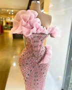 Sexy Sheath Strapless Pink Long Prom Dress Evening Dress With Beads