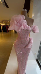 Sexy Sheath Strapless Pink Long Prom Dress Evening Dress With Beads
