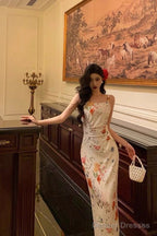 Sexy Sheath Straps Floral Prom Dresses Birthday Outfits Evening Gown Party Dress