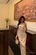 Sexy Sheath Straps Floral Prom Dresses Birthday Outfits Evening Gown Party Dress