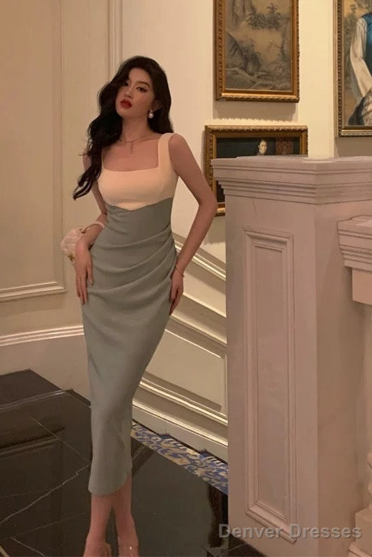 Sexy Sheath Straps Green Satin Prom Dresses Birthday Outfits Evening Gown Secondary image