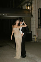 Sexy Sheath Sweetheart Sequin Floor Length Champagne Evening Dress Prom Dress