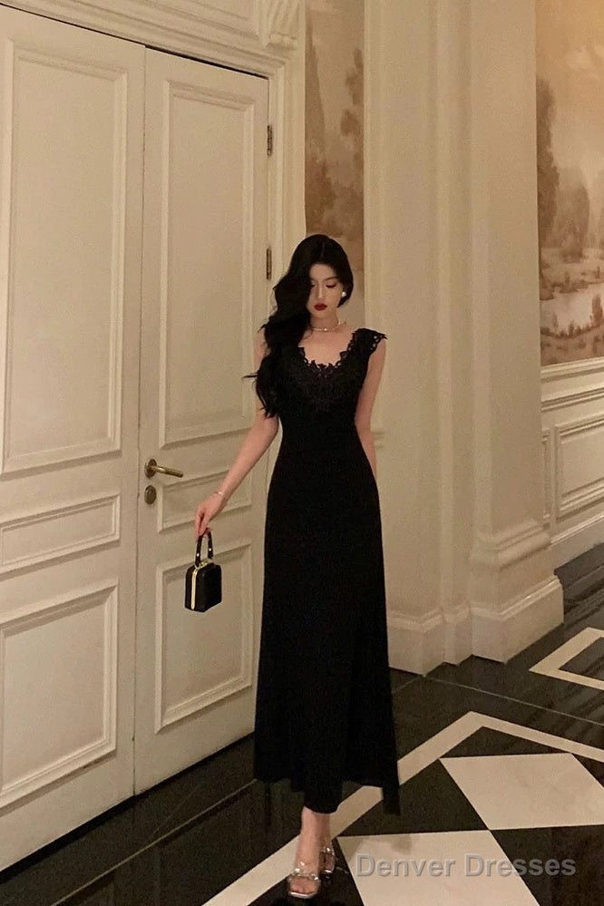 Sexy Sheath V Neckline Black Long Prom Dresses Birthday Outfits Evening Gown Secondary image