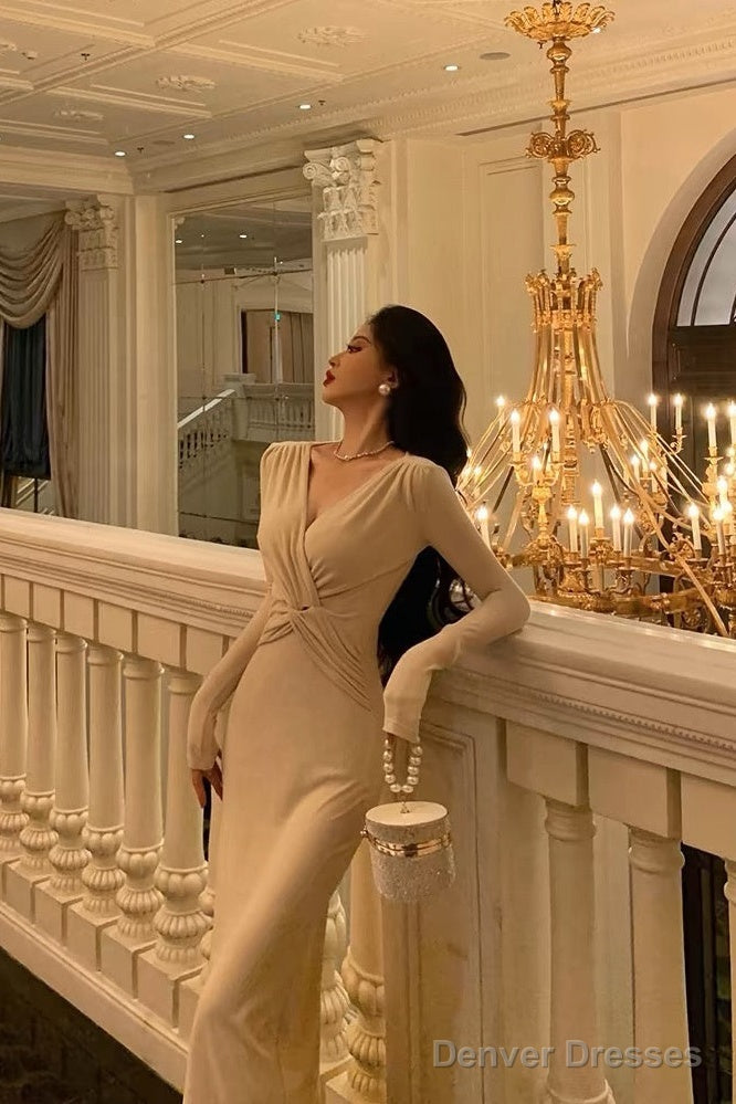 Sexy Sheath V Neckline Long Prom Dresses Birthday Outfits Evening Dress Secondary image