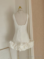 Sexy Sheath White Satin Holiday Dress Travel Vacation Dresses Short Birthday Dress
