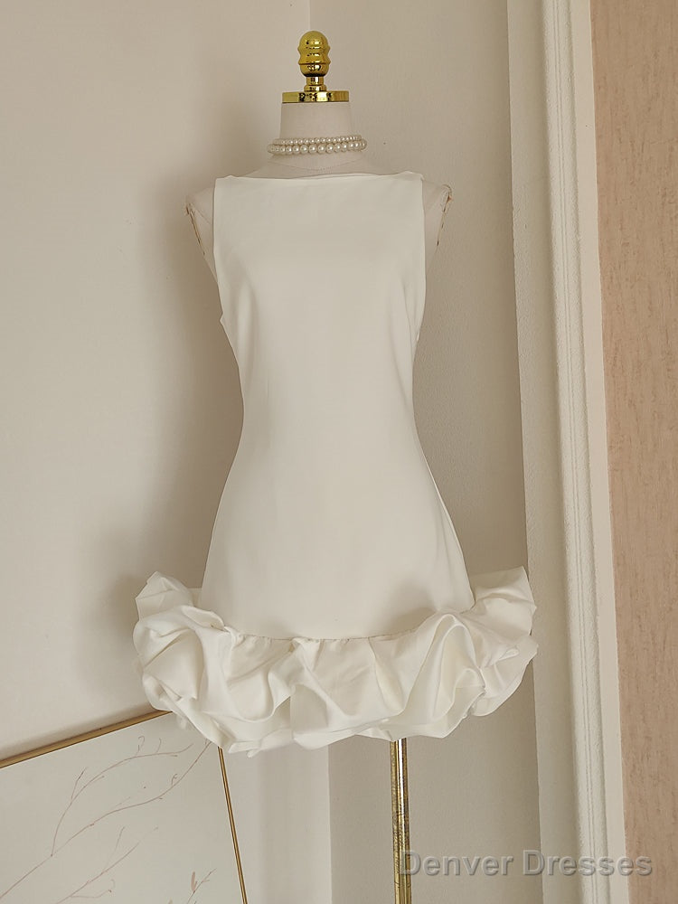 Sexy Sheath White Satin Holiday Dress Travel Vacation Dresses Short Birthday Dress Main image