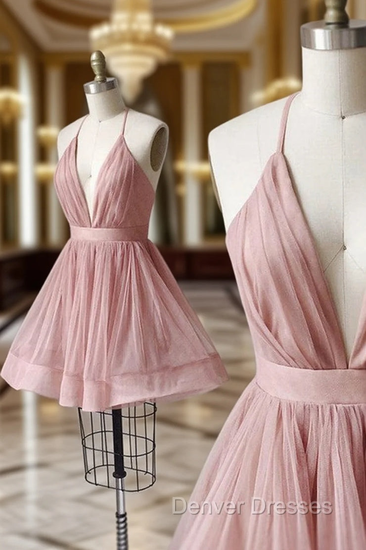 Sexy Short A-line Tulle Pleated Homecoming Dress
