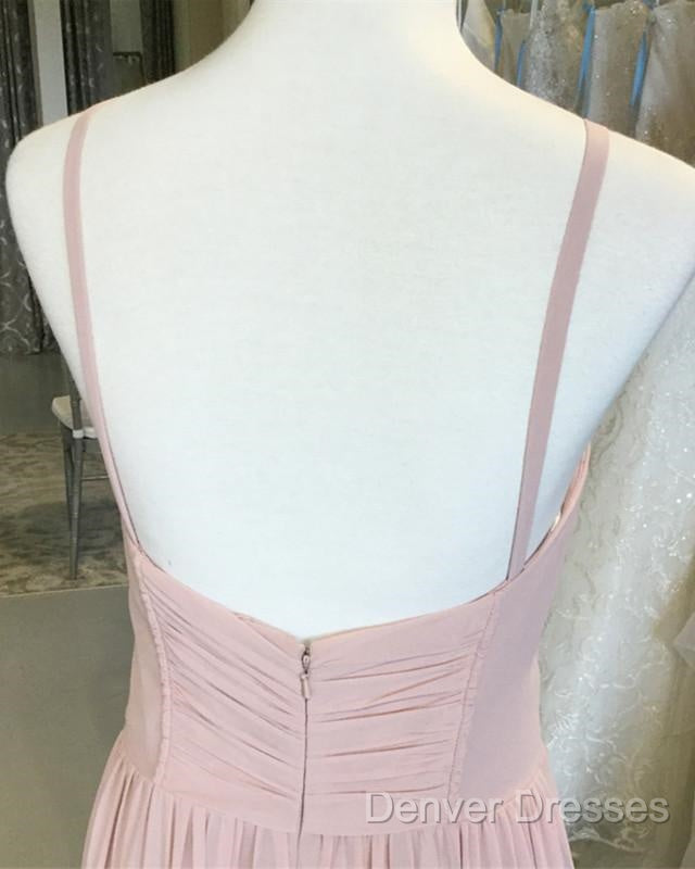 Sexy Spaghetti Straps Long Chiffon Ruched Sweetheart Bridesmaid Dress