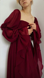 Sexy Square Neckline Chiffon Long Prom Dress 21Th Birthday Outfit