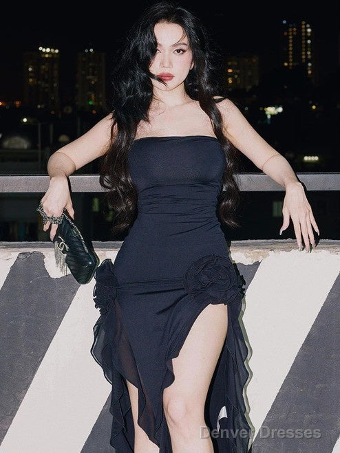 Sexy Strapless Black Prom Evening Dress