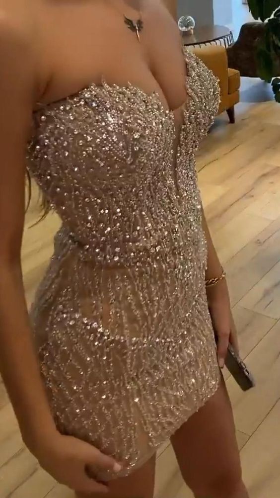 Sexy Strapless Champagne Birthday Dress Bling Birthday Outfits Main image