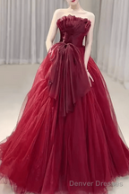 Sexy Strapless Red Party Dresses Long Prom Dresses