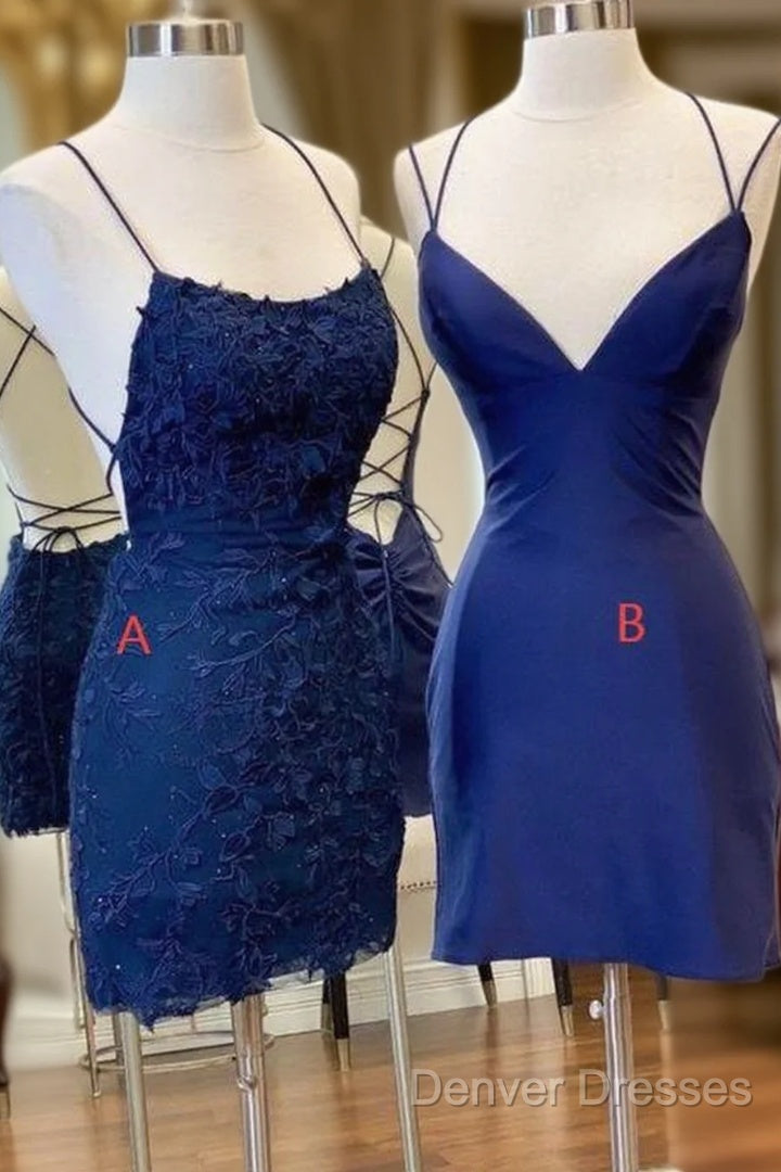 Sexy Straps Sheath Short Homecoming Dress Lace Backless Main image