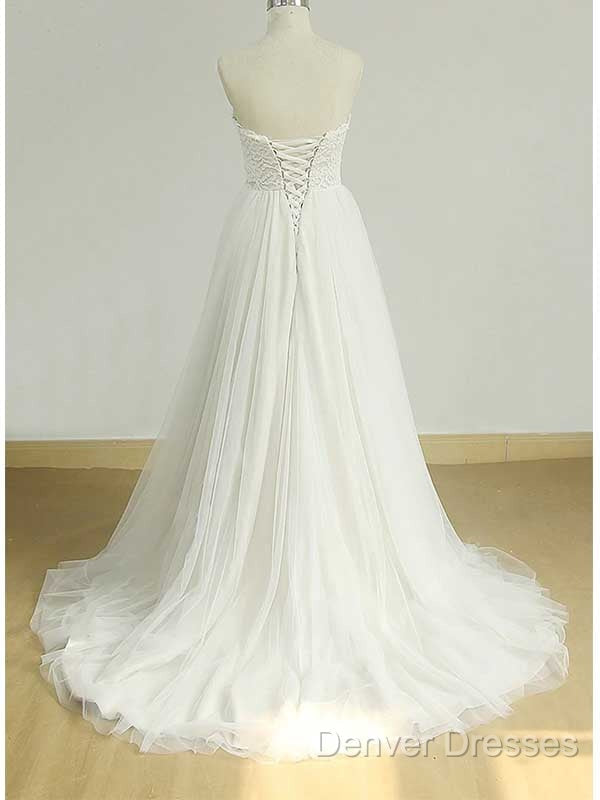 Sexy Sweetheat White Tulle Long Wedding Dress, Secondary image