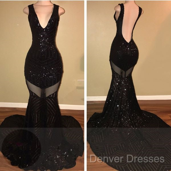 Sexy V-Neck Black Sequined Burgundy Prom Dress Secondary image