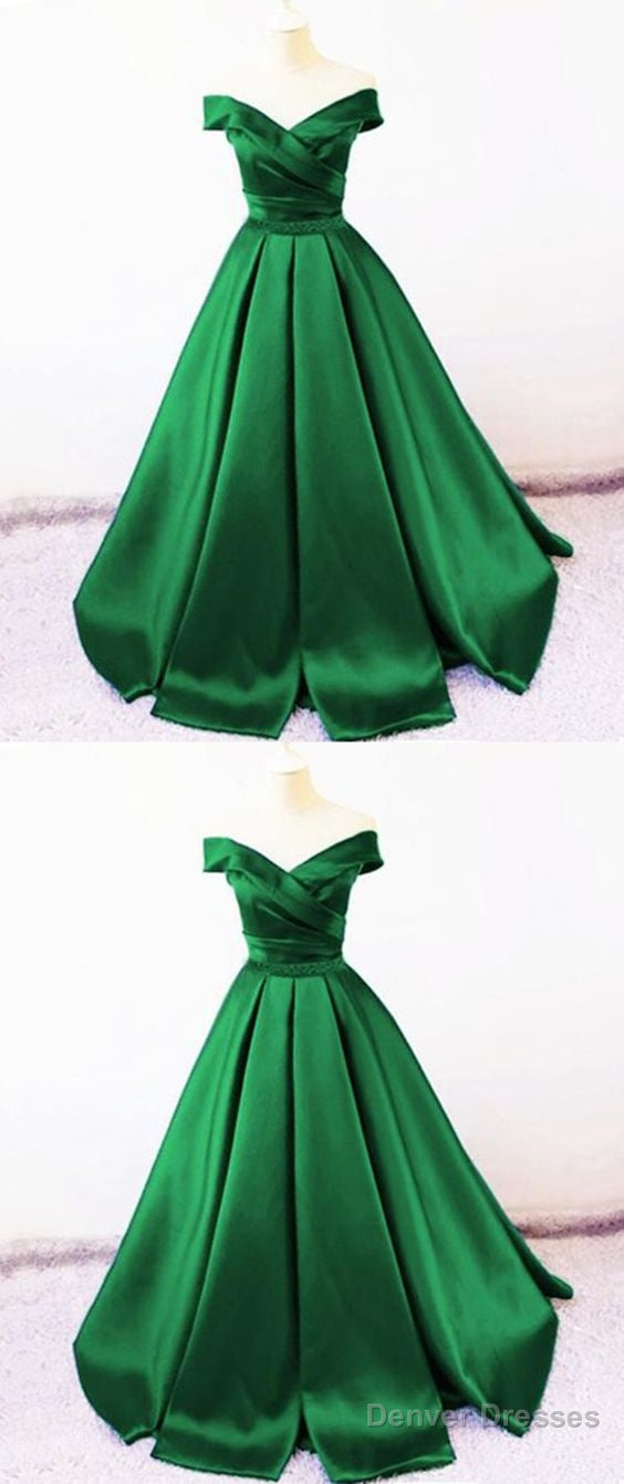 Sexy V Neck Off The Shoulder Satin Ball Gown Prom Dress Beaded Sashes Main image