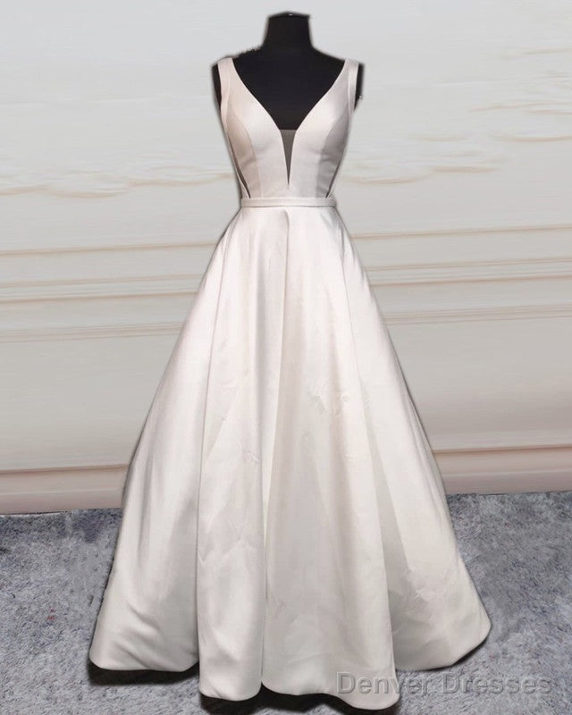Sexy V Neck Open Back Wedding Dress Satin Secondary image
