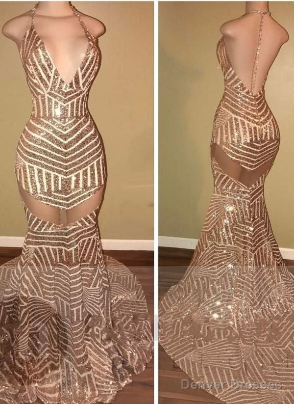 Sexy V-Neck Sequins Mermaid Long Prom Dress On Sale Main image