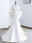 Sexy White Mermaid Off the Shoulder Pleats Wedding Dress With Bow