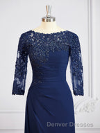 Sheath/Column Bateau Floor-Length Chiffon Mother of the Bride Dress With Appliques Lace