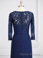 Sheath/Column Bateau Floor-Length Chiffon Mother of the Bride Dress With Appliques Lace