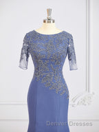 Sheath/Column Bateau Floor-Length Chiffon Mother of the Bride Dress With Appliques Lace