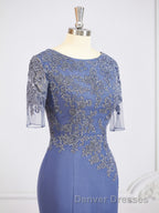 Sheath/Column Bateau Floor-Length Chiffon Mother of the Bride Dress With Appliques Lace