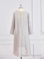 Sheath/Column Bateau Short/Mini Chiffon Mother of the Bride Dress With Appliques Lace