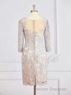 Sheath/Column Bateau Short/Mini Chiffon Mother of the Bride Dress With Appliques Lace