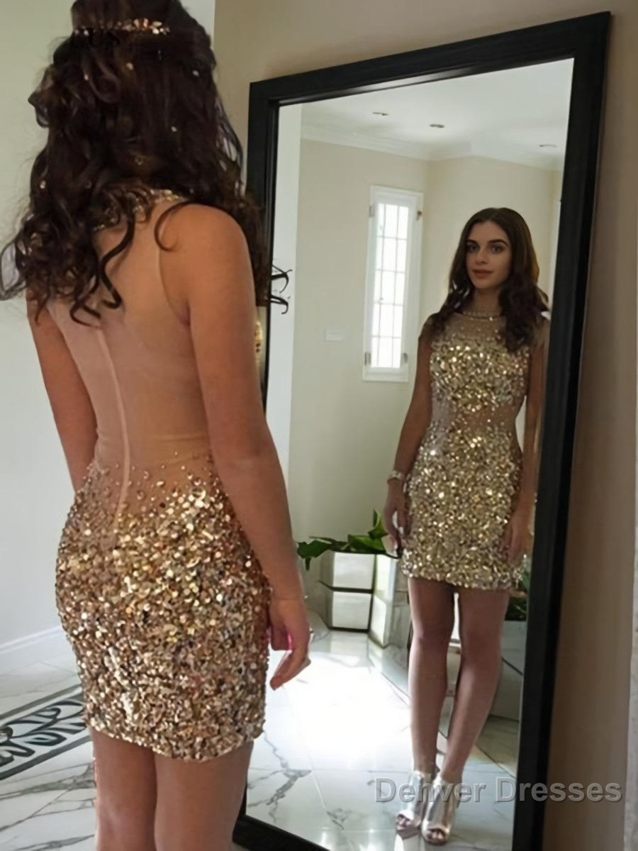 Sheath/Column Bateau Short/Mini Velvet Sequins Homecoming Dresses With Sequin Main image