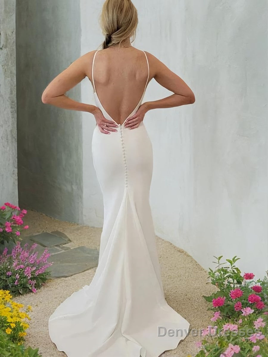 Sheath/Column Bateau Sweep Train Stretch Crepe Wedding Dresses Secondary image