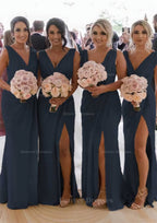 Homecoming Dress Short, Sheath/Column Cowl Neck Sleeveless Chiffon Bridesmaid Dresses With Pleated Split