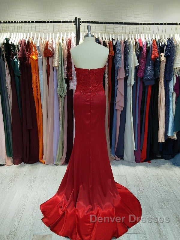 Sheath/Column Elastic Prom Dress Woven Satin Sequin Sweetheart Sleeveless Court Train Dresse