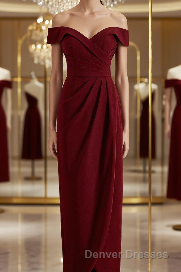 Sheath/Column Off-the-Shoulder Floor-Length Stretch Crepe Mother of the Bride Dress With Ruffles Main image