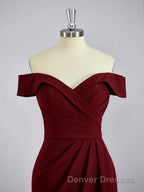 Sheath/Column Off-the-Shoulder Floor-Length Stretch Crepe Mother of the Bride Dress With Ruffles