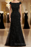Sheath/Column Off-the-Shoulder Floor-Length Tulle Mother of the Bride Dress With Beading