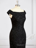 Sheath/Column Off-the-Shoulder Floor-Length Tulle Mother of the Bride Dress With Beading