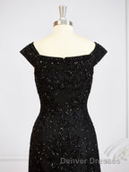 Sheath/Column Off-the-Shoulder Floor-Length Tulle Mother of the Bride Dress With Beading